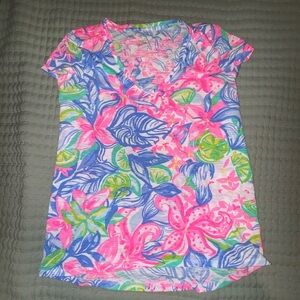 Lilly Pulitzer Etta Top Havana Cocktail Shirt Women's size XXS. GUC